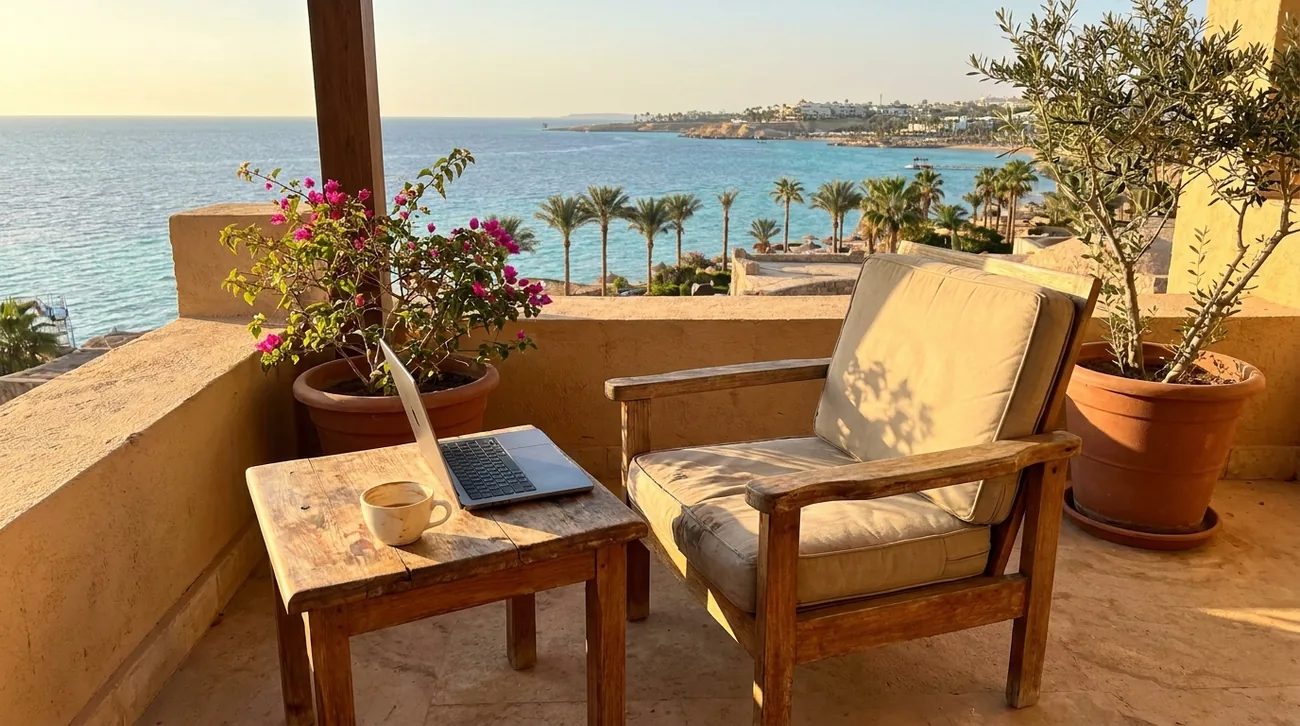 Relaxed terrace with sea view for long stays