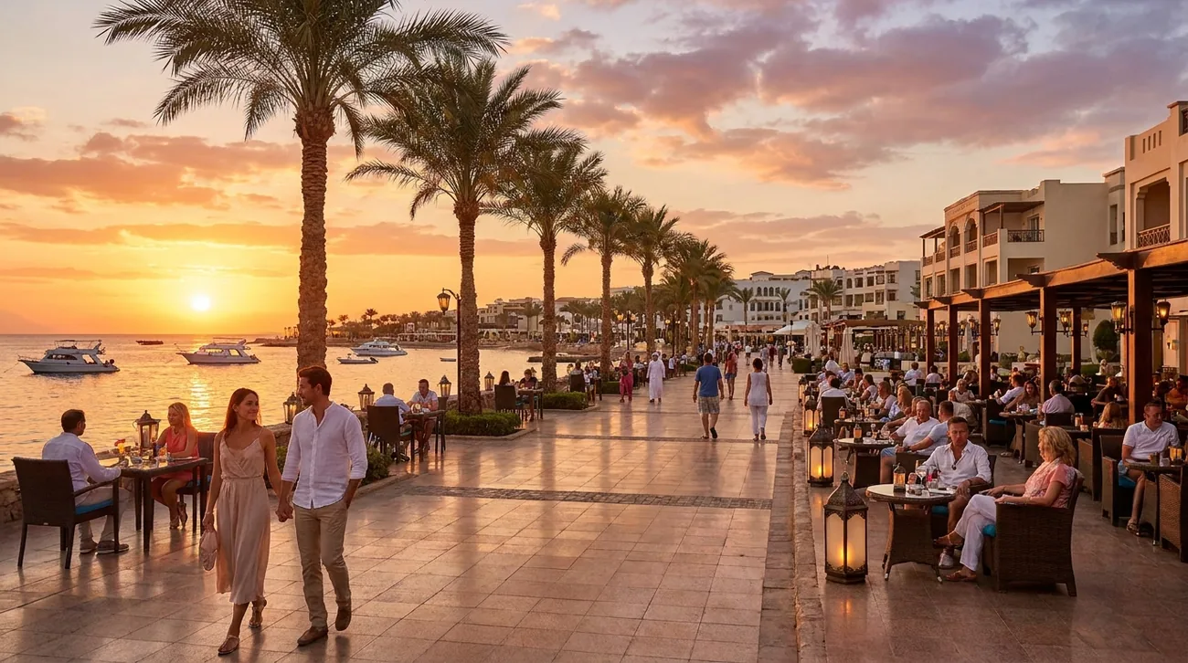 Naama Bay promenade at sunset, ideal for couples